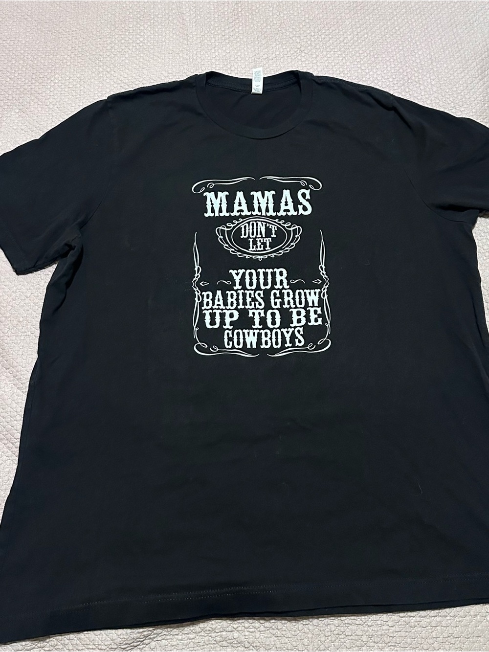 Bella Canvas Black Short-Sleeve Tee with White Western Text Graphic